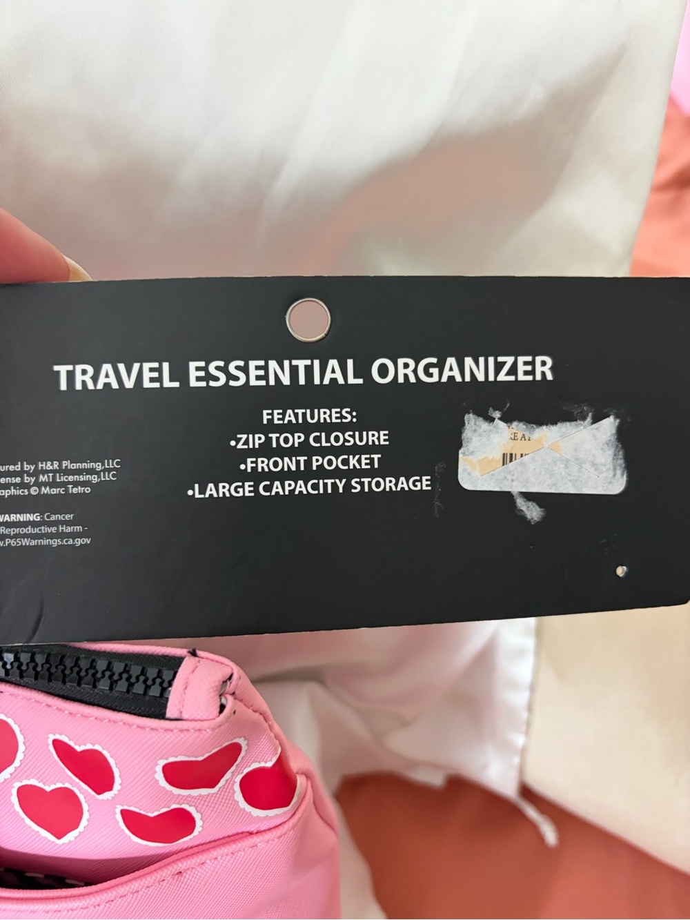 NWT Marc Tetro Pink Heart Cutout Travel Organizer Pouch - Picture 3 of 3